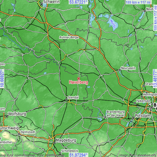 Topographic map of Havelberg