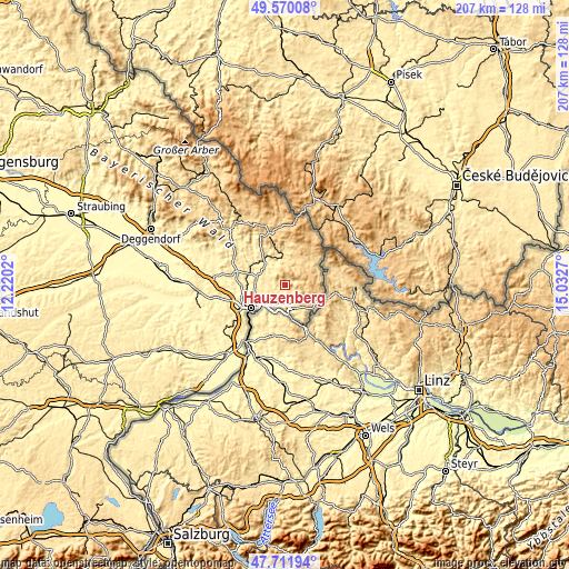 Topographic map of Hauzenberg