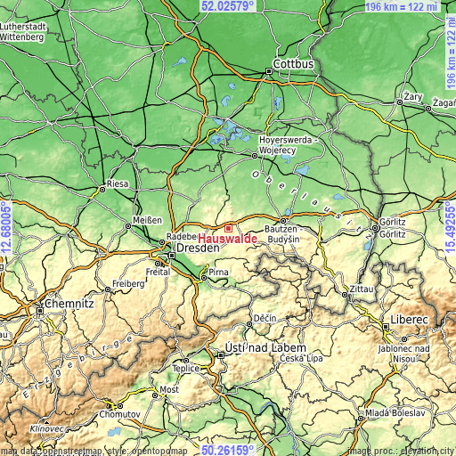 Topographic map of Hauswalde
