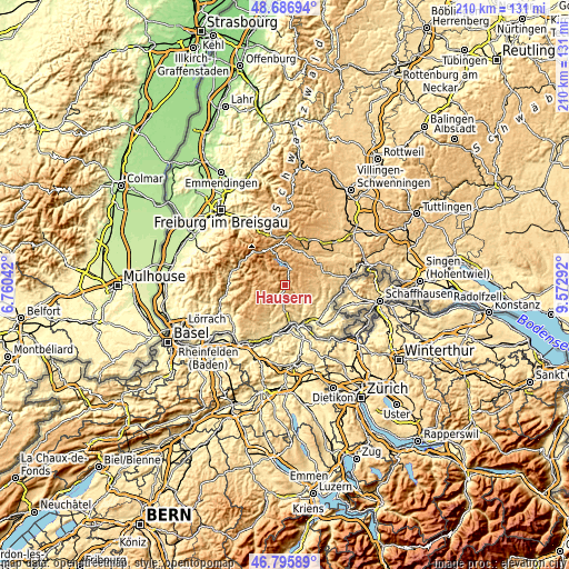 Topographic map of Häusern