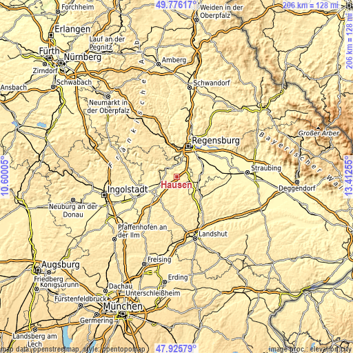 Topographic map of Hausen