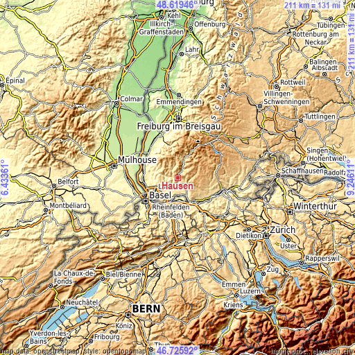 Topographic map of Hausen