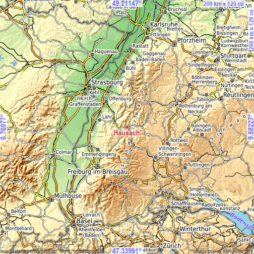 Topographic map of Hausach