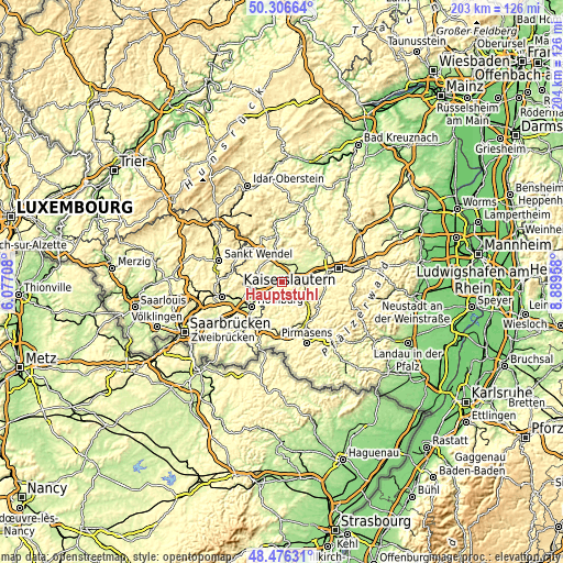 Topographic map of Hauptstuhl