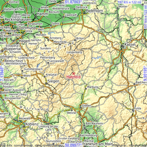 Topographic map of Hatzfeld