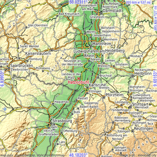 Topographic map of Hatzenbühl