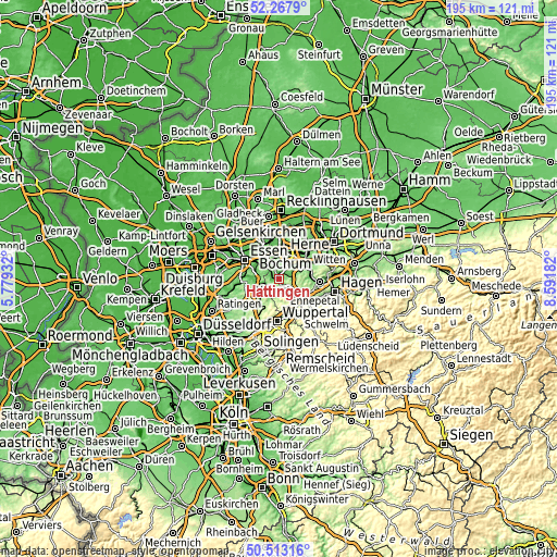 Topographic map of Hattingen
