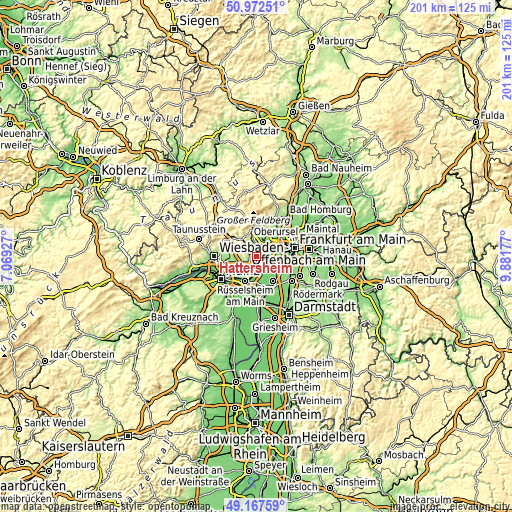 Topographic map of Hattersheim