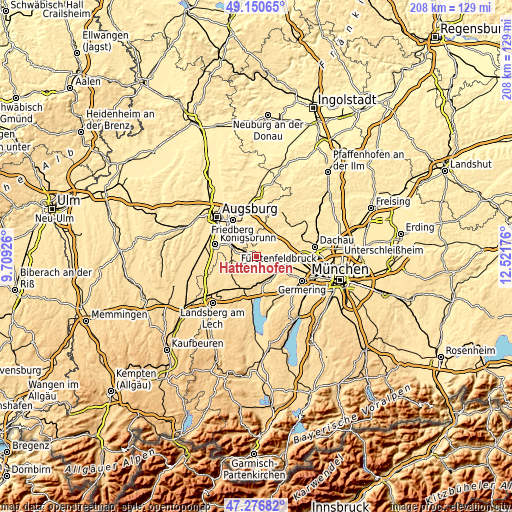 Topographic map of Hattenhofen