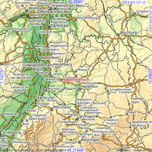 Topographic map of Haßmersheim