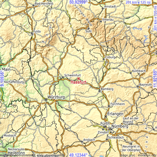 Topographic map of Haßfurt