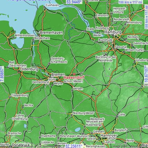 Topographic map of Hassendorf