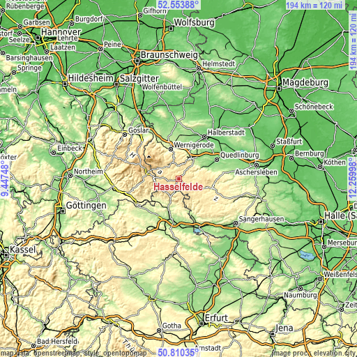 Topographic map of Hasselfelde