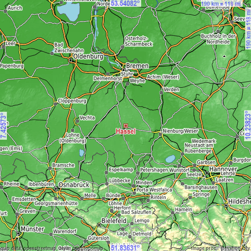 Topographic map of Hassel