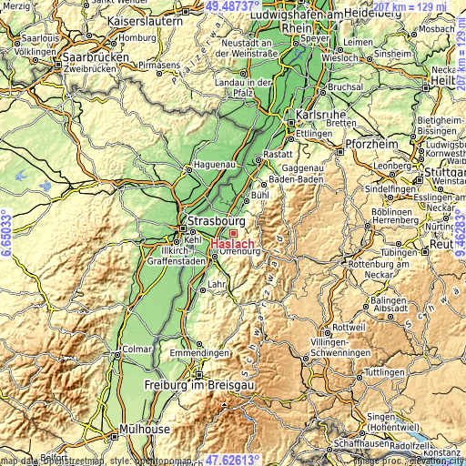 Topographic map of Haslach