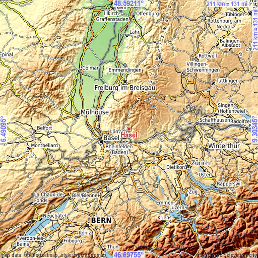 Topographic map of Hasel