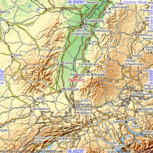 Topographic map of Hartheim