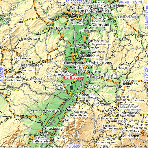 Topographic map of Harthausen