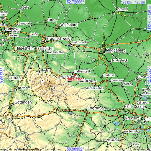 Topographic map of Harsleben