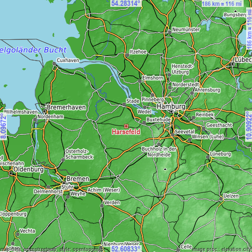 Topographic map of Harsefeld