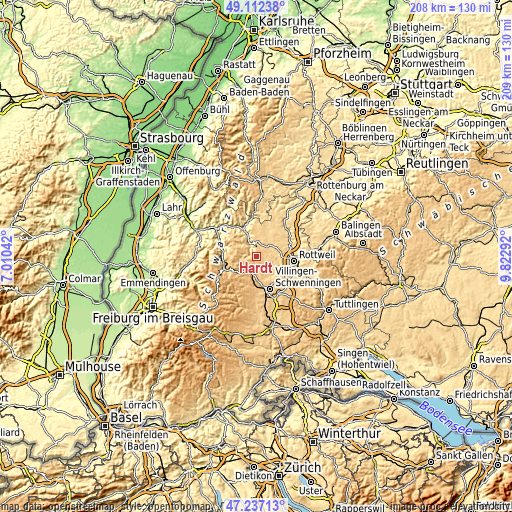 Topographic map of Hardt
