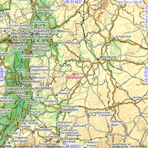 Topographic map of Hardheim