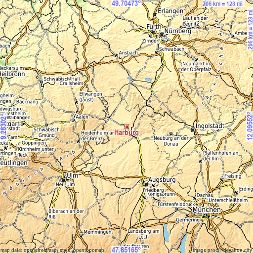 Topographic map of Harburg