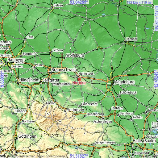 Topographic map of Harbke