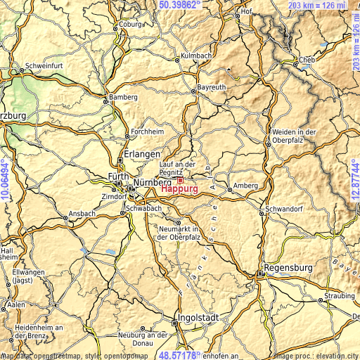 Topographic map of Happurg