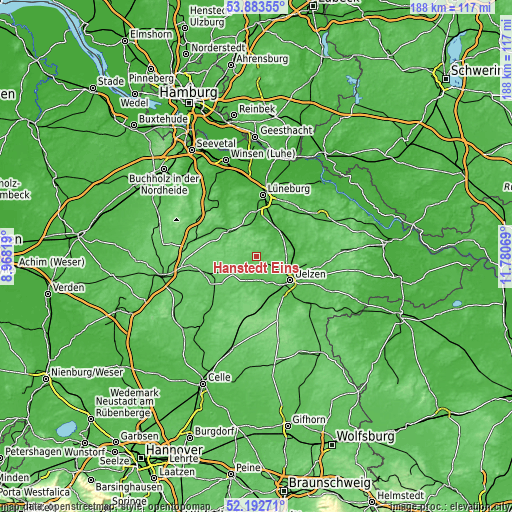 Topographic map of Hanstedt Eins