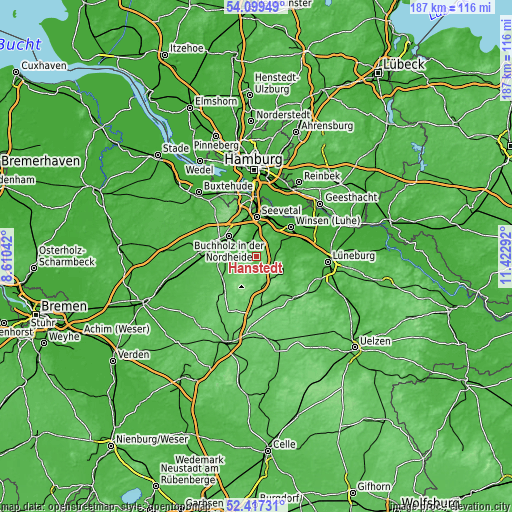 Topographic map of Hanstedt