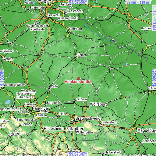 Topographic map of Hankensbüttel