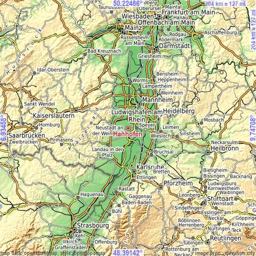 Topographic map of Hanhofen