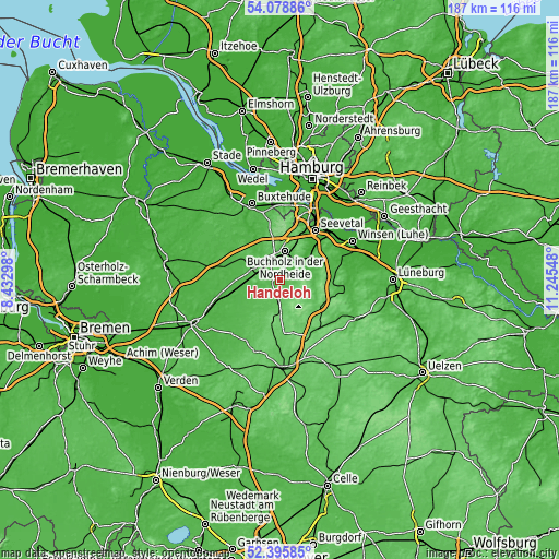 Topographic map of Handeloh