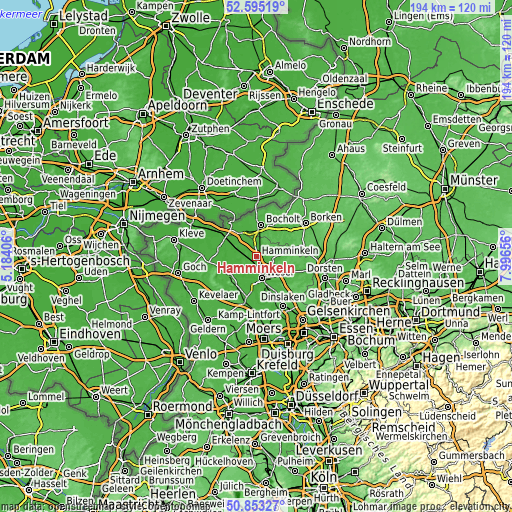 Topographic map of Hamminkeln