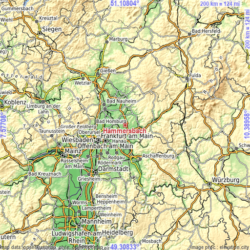 Topographic map of Hammersbach