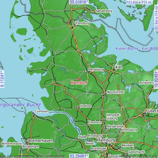 Topographic map of Hamdorf