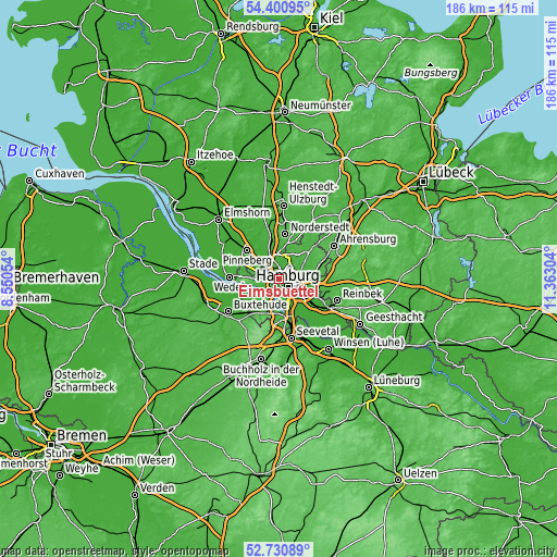Topographic map of Eimsbüttel