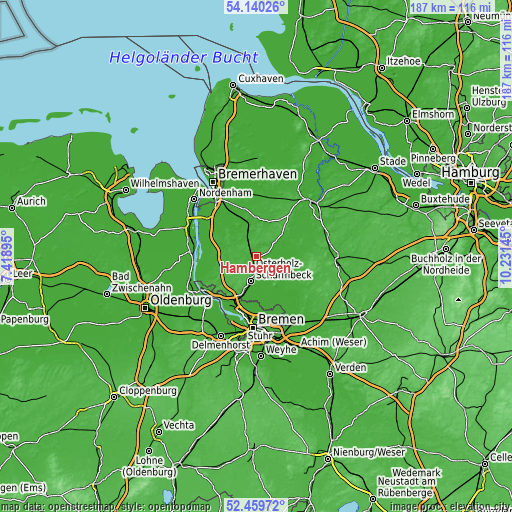 Topographic map of Hambergen