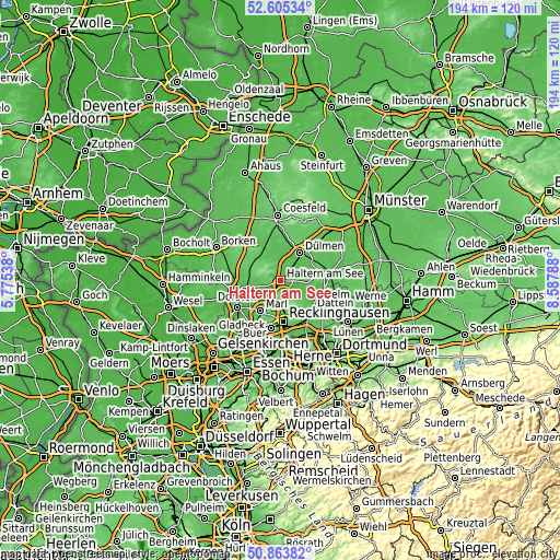 Topographic map of Haltern am See