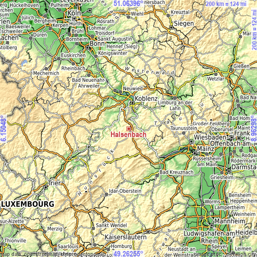 Topographic map of Halsenbach