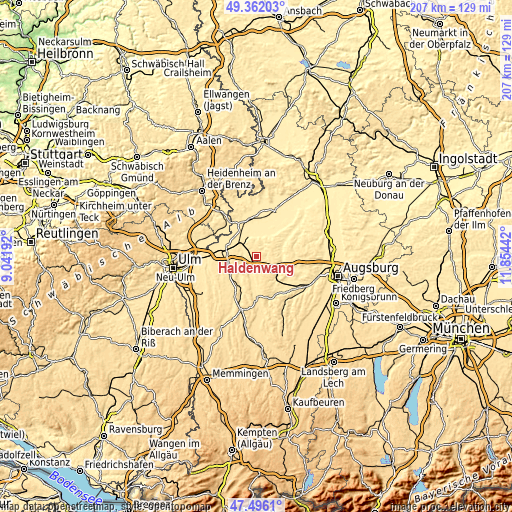 Topographic map of Haldenwang