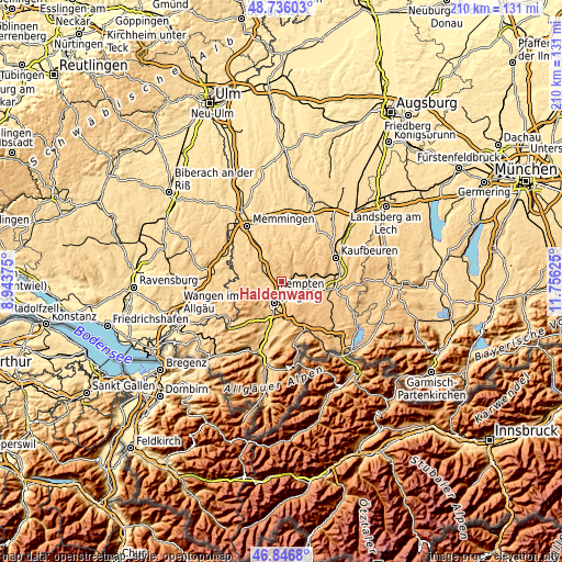 Topographic map of Haldenwang