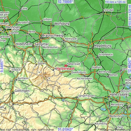 Topographic map of Halberstadt