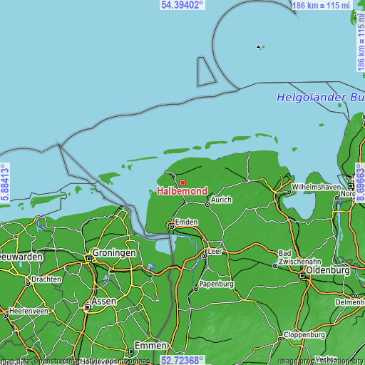 Topographic map of Halbemond