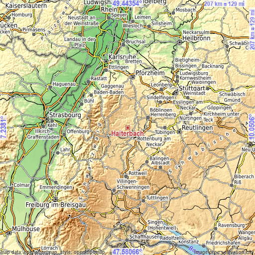 Topographic map of Haiterbach