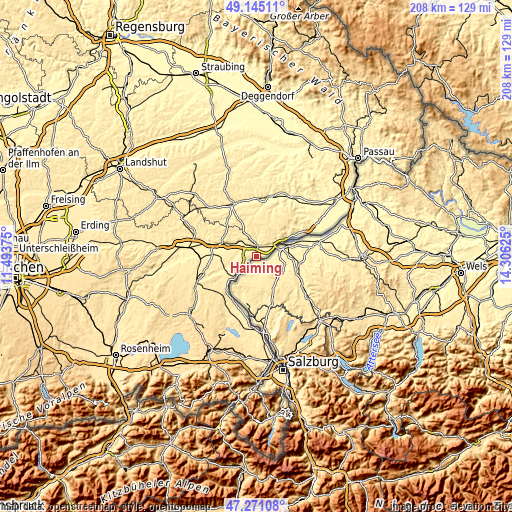 Topographic map of Haiming