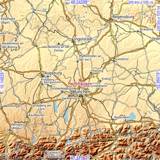 Topographic map of Haimhausen