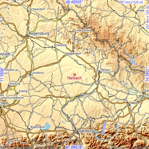 Topographic map of Haibach