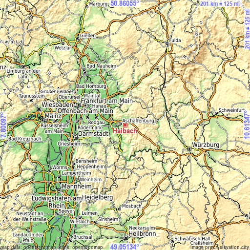 Topographic map of Haibach